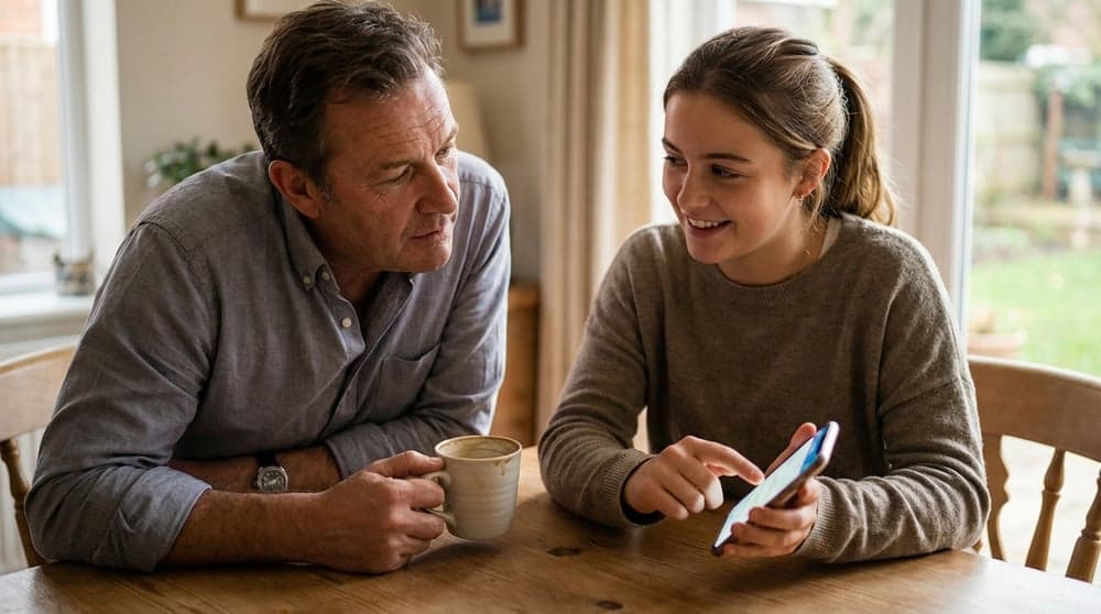 Daughter showing something on phone